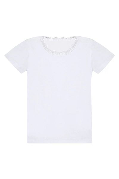 Anıt 6 Pieces Girls' Cotton Lace Undershirt - Flexible and Comfortable Short Sleeve
