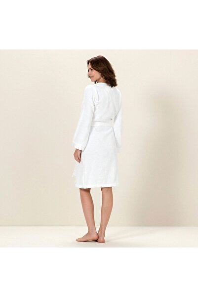 Chakra Floss Unisex Bornoz Beyaz