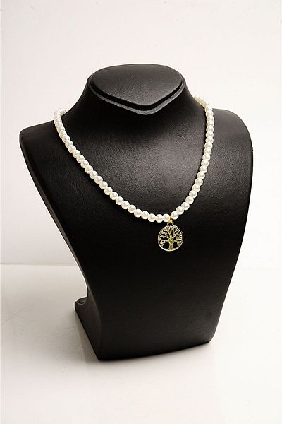 EUROMODA Tree of Life Patterned Pearl Necklace and Earring Set