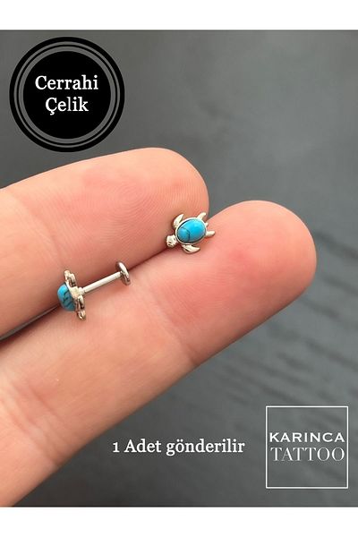 Karınca Piercing Turtle Sea Blue Tragus Piercing Conch Earlobe Lip Flat Cartilage Forward Helix Piercing