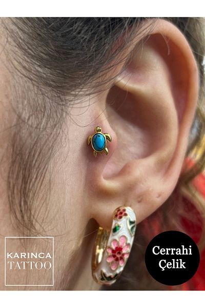 Karınca Piercing Turtle Sea Blue Tragus Piercing Conch Earlobe Lip Flat Cartilage Forward Helix Piercing