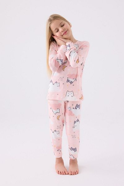 ROLY POLY Cat Pattern Female Child Pajamas Suit