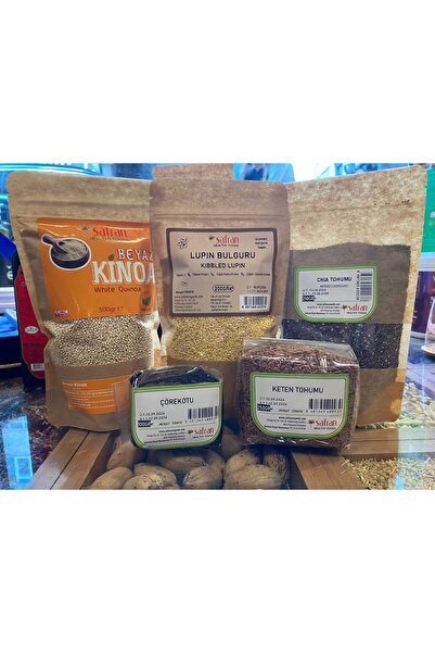 Safran Glutensiz Lupin Bulgur ve Tohum Seti [Lupin Bulgur, Çörekotu, Chia T., Keten T., Kinoa]