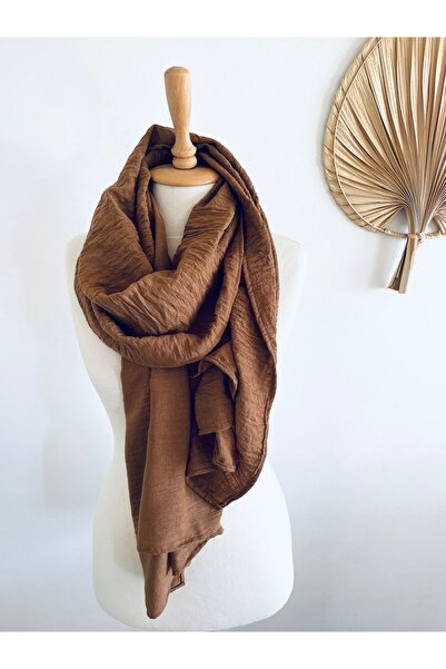 LeBohas Cinnamon Linen Shawl 60X190 cm Boutique Design Latest Spring Accessories