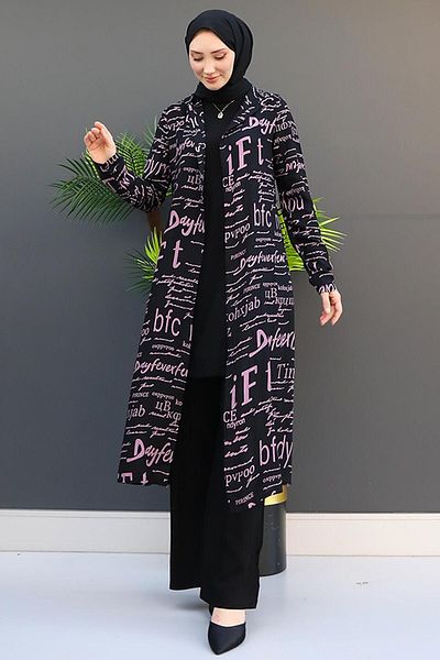 GİZ AGİYİM Pink Patterned Triple Suit Set