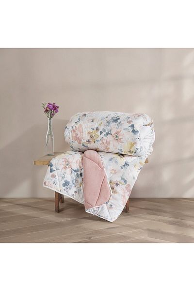 Cotton Box Velvet Double Quilt Dalya Powder 195X215 cm