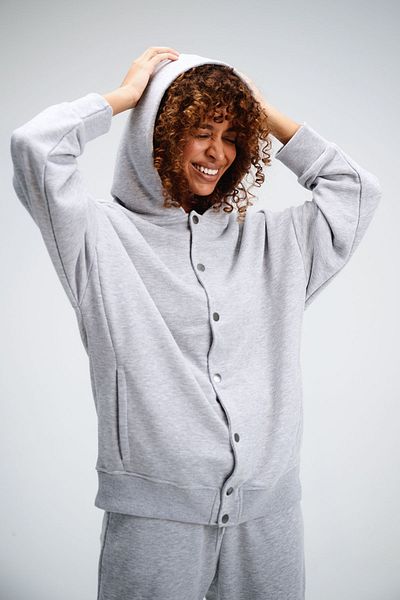 gothamvibes Hanorac gri oversize Timeless Bang pentru damă