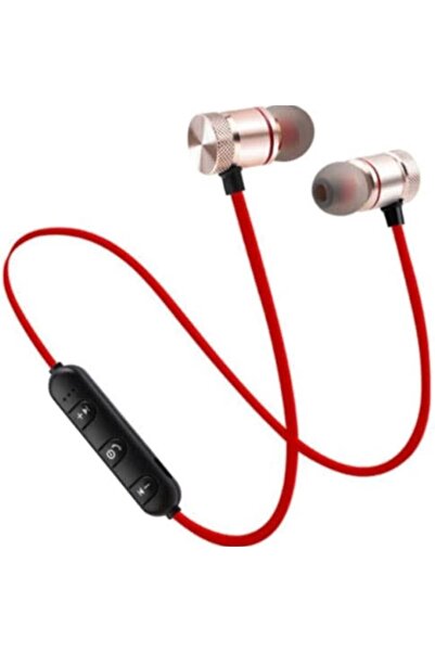 micromir KIRMIZI BOYUN ASKILI MIKNATISLI BLUETOOTH SPOR KULAK İÇİ