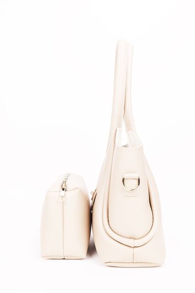 NOTHING Long Strap Cream Makeup Bag - Shoulder and Crossbody Bag with Lock Detail