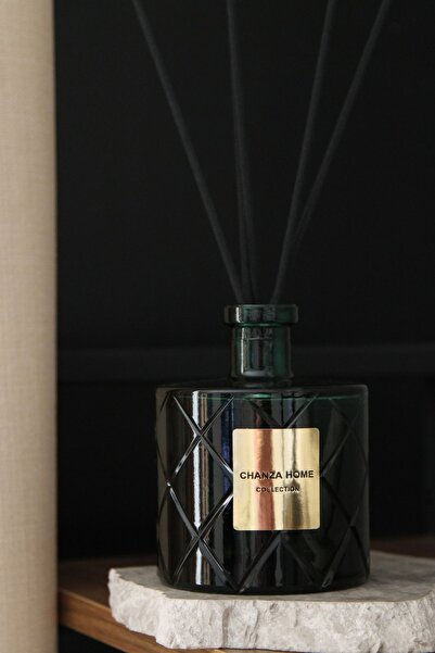 CHANZA HOME Koyu Zümrüt Yeşili El Yapımı Tasarım Kristal Kesme Şişede Büyük B...