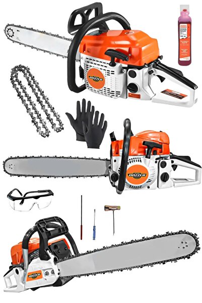 DOZZER Alman V-16000 Çift Egzozlu 52cc Benzinli Bıçkı Motoru Ağaç Odun Kesme Makinesi Motorlu Testere