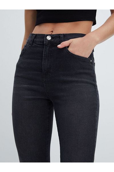 LC Waikiki Lcw Jeans Gray High Waist Mars Flare Women's Jean Pants