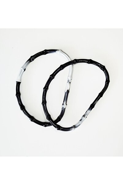 TıkTık AL Plastik Ahşap Bambu Görünümlü Siyah Ebruli D Model Çanta Sapı ( Kulp )