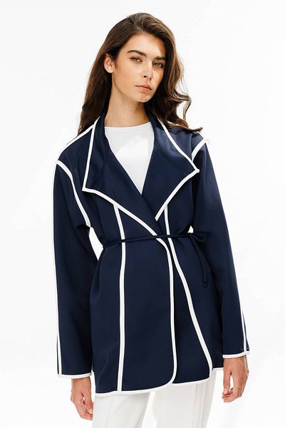 Hooopstore Scuba Fabric - Cardigan cu tuburi contrastante bleumarin