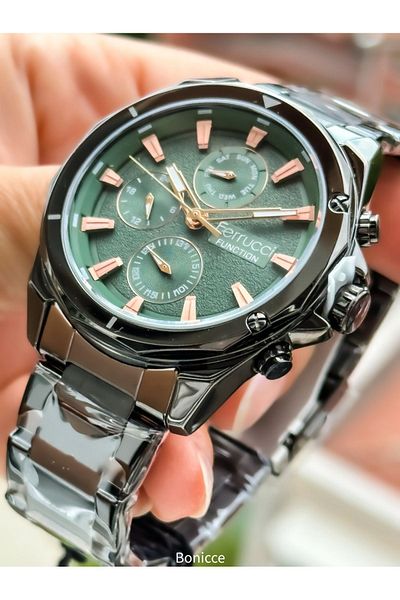 Ferrucci Brand Steel Cord Silver Color Functions Active Men's Wrist Watch + Rosary Bracelet