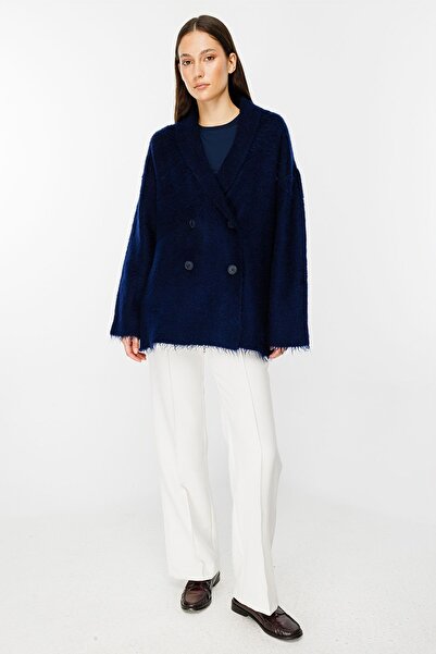 Hooopstore Navy Blue Cardigan - Button Detailed