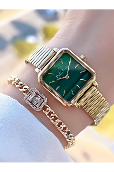 Ferrucci ساعة يد نسائية مقاومة للماء بطول 30 متر - حبل فولاذي، لون غير مشوه، ...