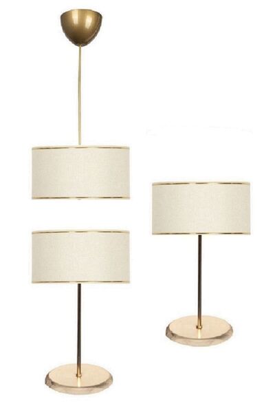 571 Store 1 Adet Avize 2 Adet Gold Kaplama Krem Abajur