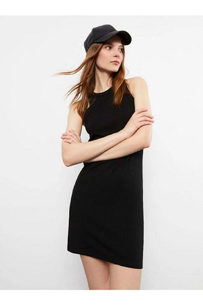 LC Waikiki Lcw Vision Black Women's Bodycon Dress - Crew Neck