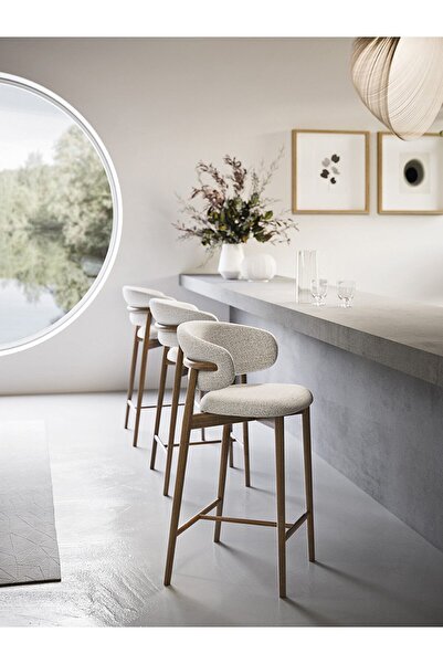 Alaylı Mobilya Koltuk Döşeme NORTE (2 ADET) BAR SANDALYESİ - AHŞAP ADA MUTFAK...