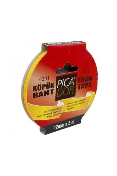 Picador PİCADOR ÇİFT TARAFLI KÖPÜK BANT 12mmx5m ASKILI (KO001)