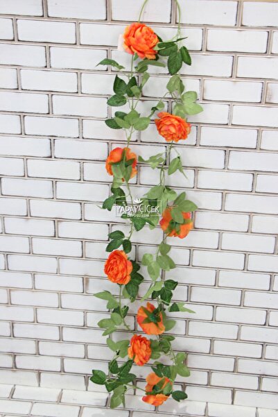 Yapay Çiçek Deposu Yapay Sarmaşık Yapay Çiçek Güllü 200 cm Turuncu