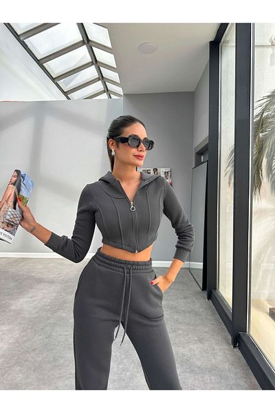 ESRAHELVACI Anthracite Crop Piece Set