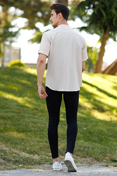 Modamihram Бежевий чоловічий смугастий гольф з кишенями 10793