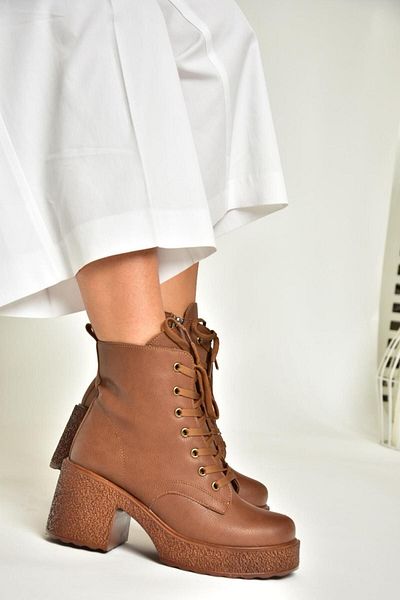 Fox Shoes Τ 996533009   Tan Γυναικείες Μπότες - Χοντρό Τακούνι