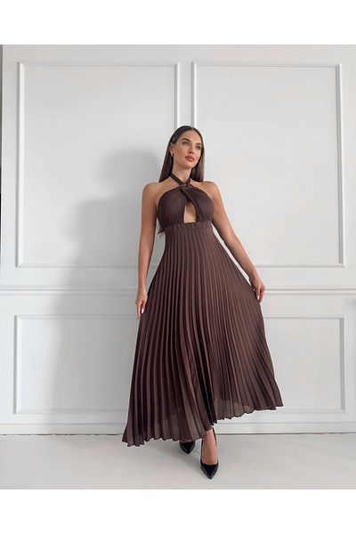 ESRAHELVACI Μακρύ φόρεμα με πλισέ λεπτομέρεια παραθύρου
