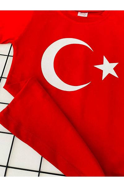 Miyakidsworld Turkish Flag Printed Ataturk T-Shirt with Crescent and Star 23 April Ceremony T-Shirt Unisex 1 Quality