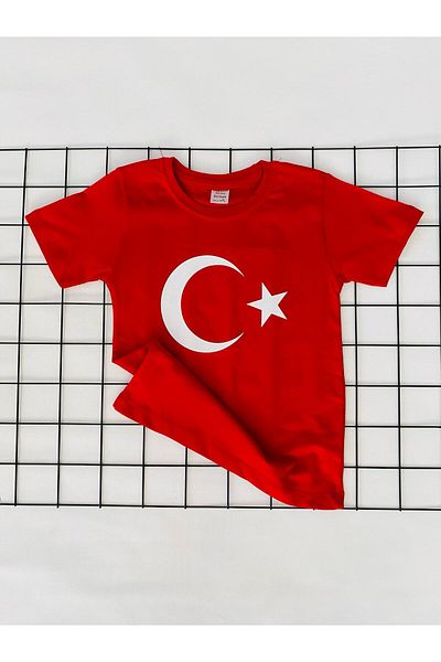 Miyakidsworld Turkish Flag Printed Ataturk T-Shirt with Crescent and Star 23 April Ceremony T-Shirt Unisex 1 Quality