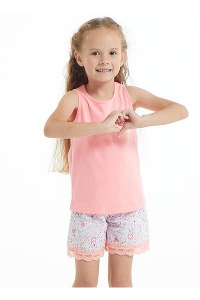 Blackspade 50812 Neon Pink Cotton Thick Strap Girls' Shorts Set
