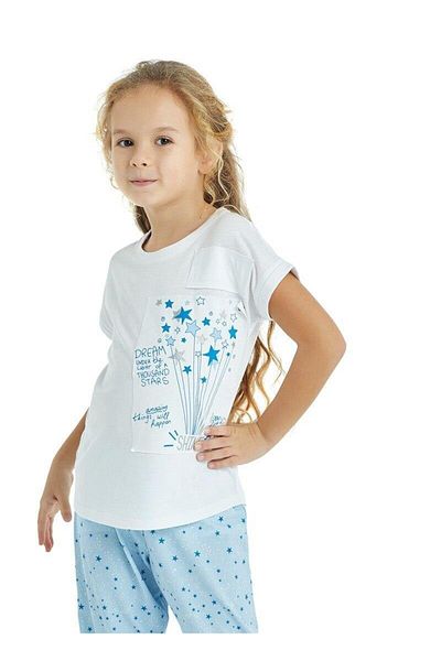 Blackspade 50817 White Modal Short Sleeve Girl's Pajama Set