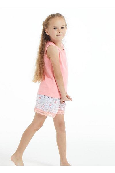 Blackspade 50812 Neon Pink Cotton Thick Strap Girls' Shorts Set