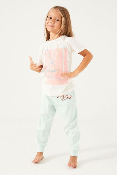 ROLY POLY Looney Tunes 1565 Beige Girl's Short Sleeve Pajamas Set