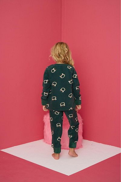 PİJAMOOD Pijamood 4163 Khaki Fleece Long Sleeve Girl's Pajama Set