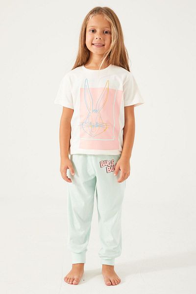 ROLY POLY Looney Tunes 1565 Beige Girl's Short Sleeve Pajamas Set