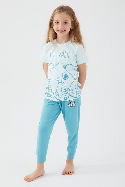 ROLY POLY Looney Tunes 1573 - Snoopy Mint Short Sleeve Pajamas Set for Girls