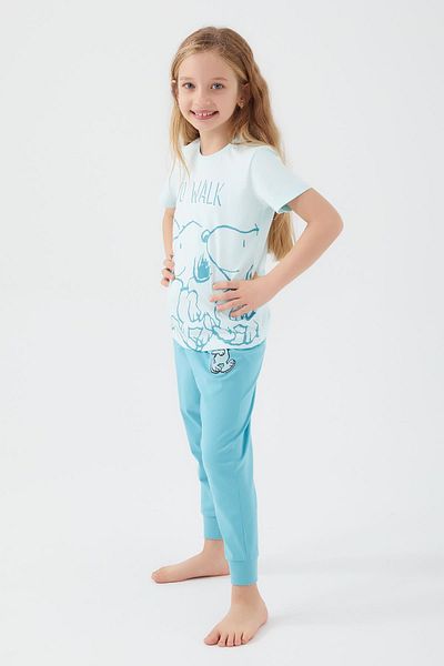 ROLY POLY Looney Tunes 1573 - Snoopy Mint Short Sleeve Pajamas Set for Girls