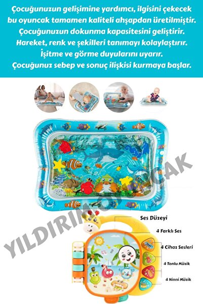 YILDIRIM OYUNCAK Şişirilebilen Su Aktivite Oyun Matı Bebek Oyun Matı-Sesli Mü...