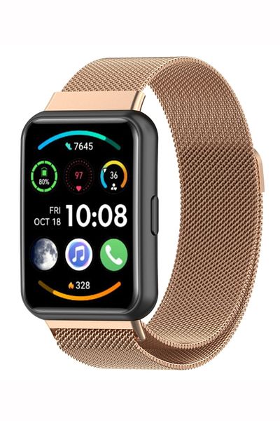Huawei Watch Fit 2 - Compatible Wicker Metal Mesh Embroidered Magnet Cord Strap