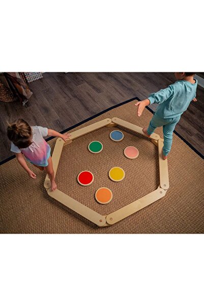 Galery Wood Montessori Ahşap Denge Kirişi, Denge Tahtası, Basamak Taşları, Ak...