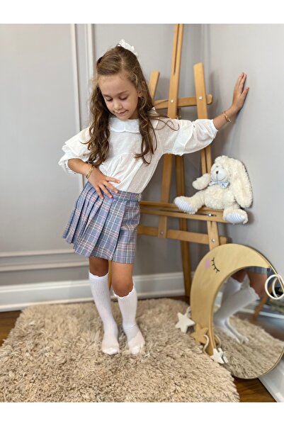 Baby Aden Pamuklu Yumuşacık Bluz Gömlek Ekoseli Çizgili Şort Etekli Kız Çocuk...