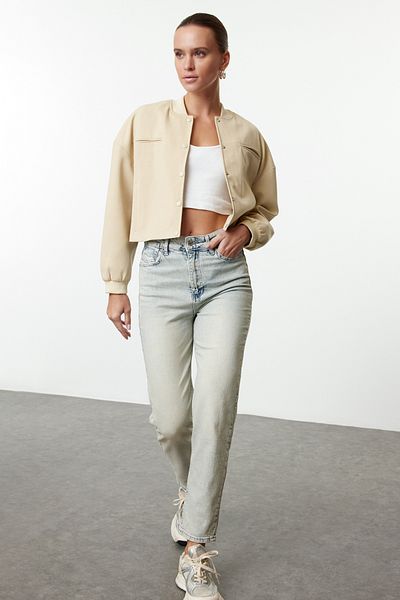 Trendyol Collection Blugi Mom albastru deschis cu talie înaltă - Confort TWOAW25JE00172