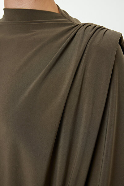 Trendyol Collection Khaki Mini tkané šaty – rovné vycpané, Twoaw24el00483