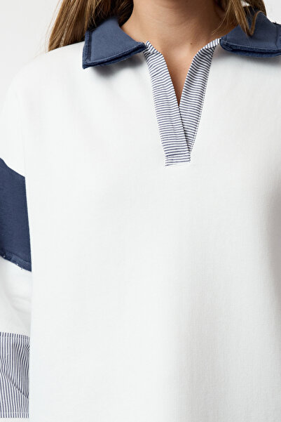 Trendyol Collection Pletená mikina Ecru Block Oversize - Twoaw25Sw00199