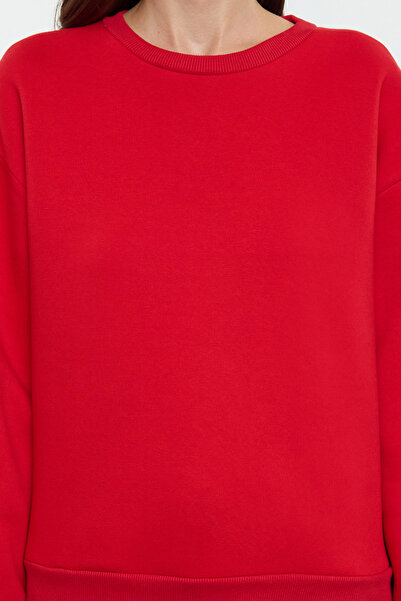 Trendyol Collection Piros kötött pulóver vastag belső polárral - nyakú TWOAW24SW00101