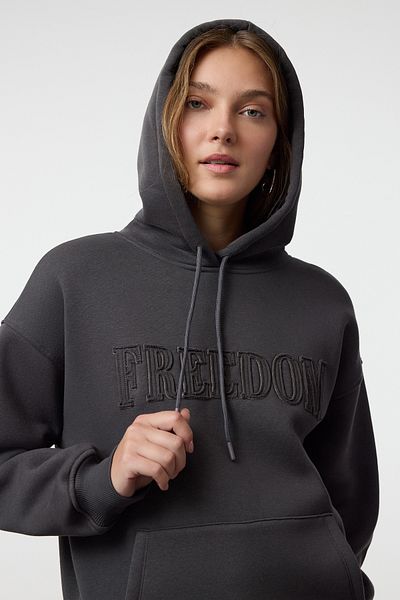 Trendyol Collection Anthracite Oversize Hooded Sweatshirt with Thick Fleece Inside - Twoaw25Sw00212