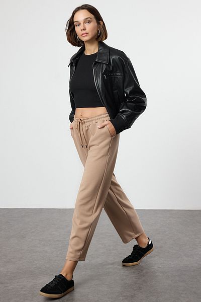Trendyol Collection High Waist Stretchy Mink Modal Pants - Soft Fabric Twoaw24pl00361